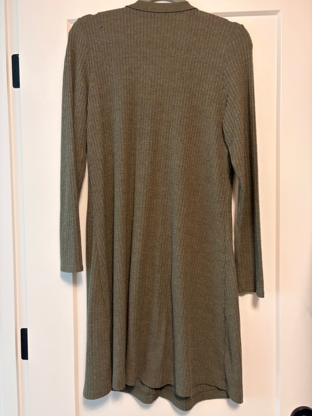 American Eagle Olive Green Waffle Knit Button Down Mini Dress - L - Picture 3 of 3